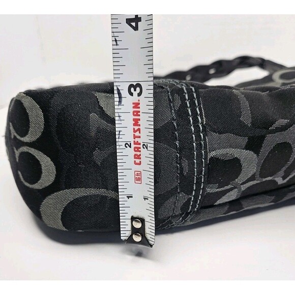 COACH Twist Lock Shoulder Bag Black Canvas Leather Trim C0769-10993Braided - Picture 5 of 11